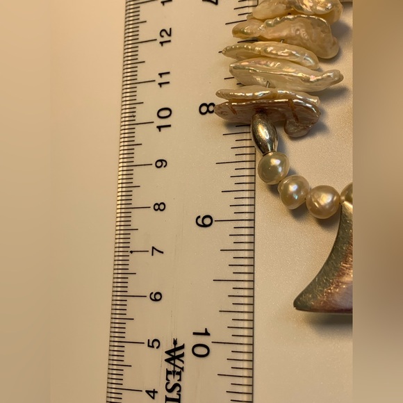 Vintage Sterling Silver Baroque & FW Pearl Necklace & Ichthus Fish Pendant - Picture 15 of 16